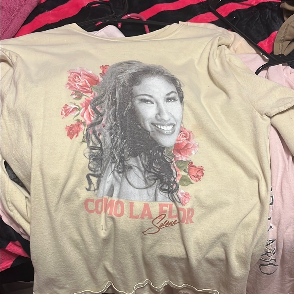 Cream and Pink Graphic Long Sleeve Sweatshirt